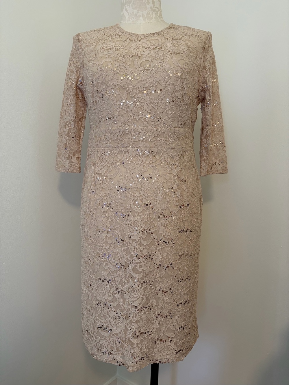 Stretch lace 3/4 length sleeve cocktail dress  2nd wedding mothers XL NWT